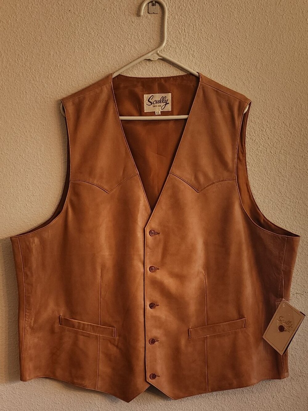 Men's Scully Lambskin Leather Western Vest 54 Long